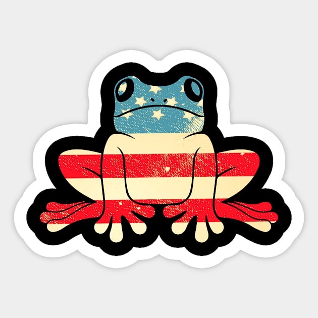 American Flag Frog Sticker by finchandrewf